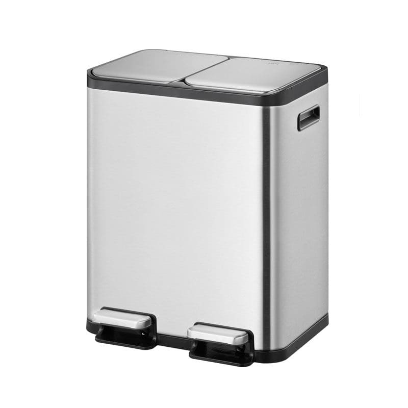 EcoCasa 1 pedaalemmer 30+30 liter mat RVS - VB 912960