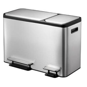 EcoCasa Recycler pedaalemmer 24+12 liter mat RVS - VB 912836 - Afbeelding 2