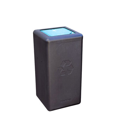 Circulaire Afvalbak met klepdeksel 65 liter zwart, blauw - VB 196296