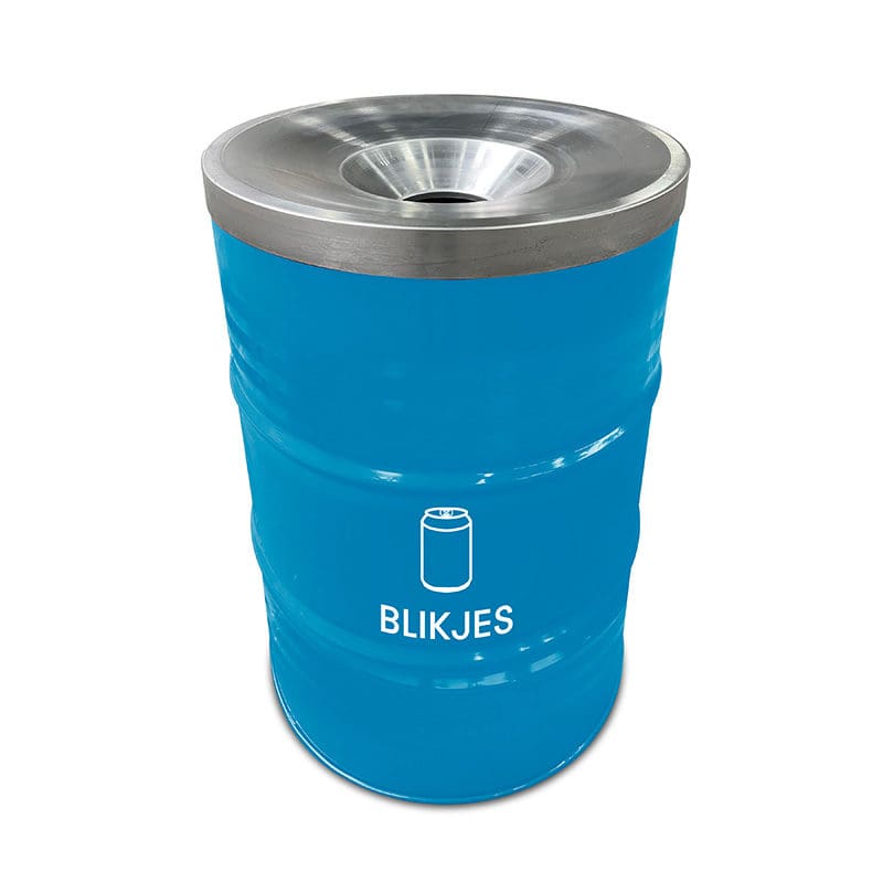 Afvalbak Blikjes met vlamvertragend deksel 200 liter blauw - VB 201105