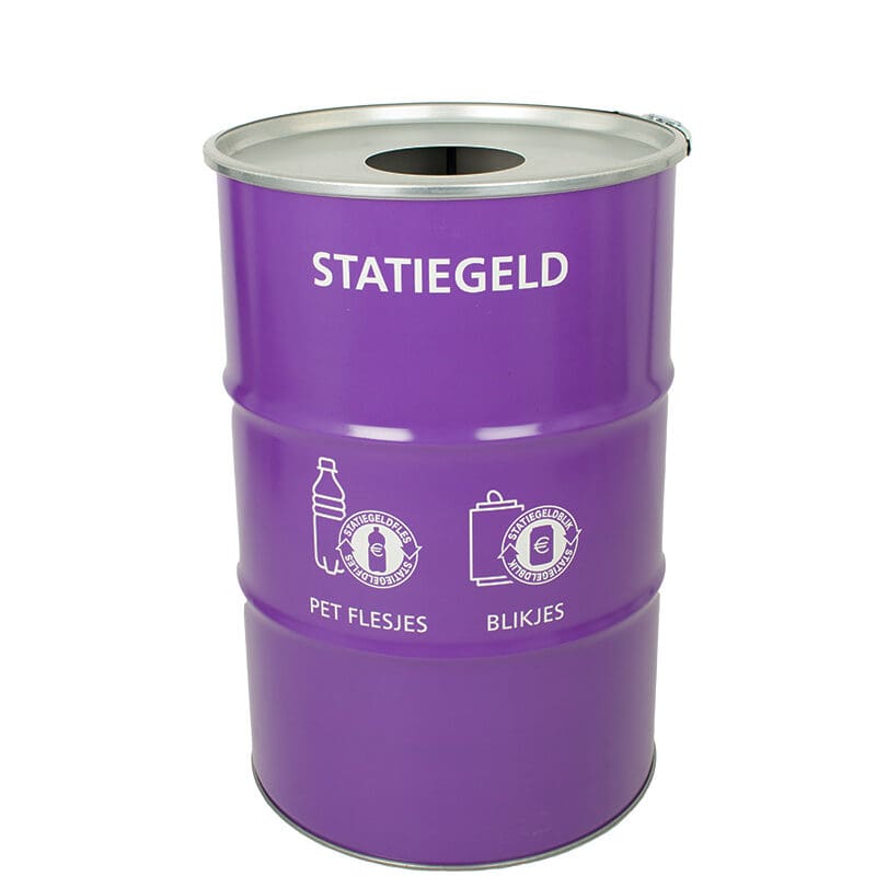 Afvalbak Statiegeld met inwerpopening 200 liter paars - VB 206629