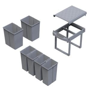 Inbouwafvalbak 15+8+8 liter grijs - VB 207268 - Afbeelding 2