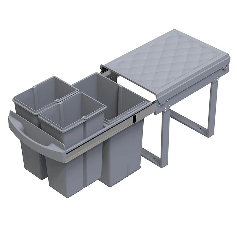Inbouwafvalbak 15+8+8 liter grijs - VB 207268