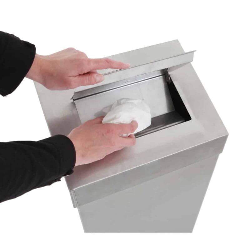 Afvalbak met hygiënische top 18 liter mat RVS - VB 650002 - Afbeelding 3