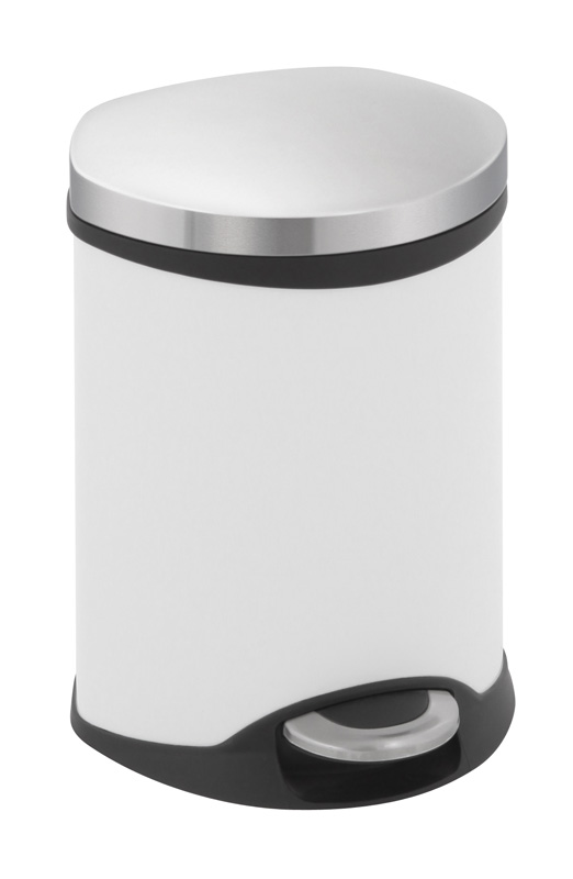 EKO Shell Bin pedaalemmer 6 ltr wit, mat-RVS - VB 921806
