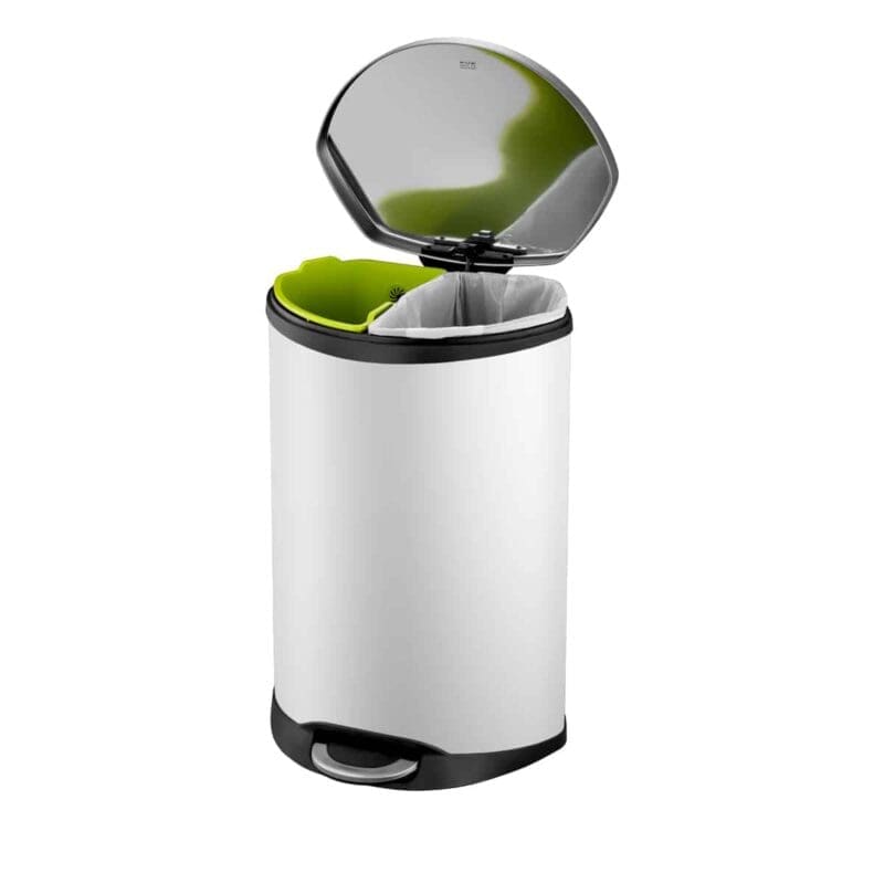 Shell Bin recycling pedaalemmer 22+22 liter wit, mat RVS - VB 921844 - Afbeelding 3
