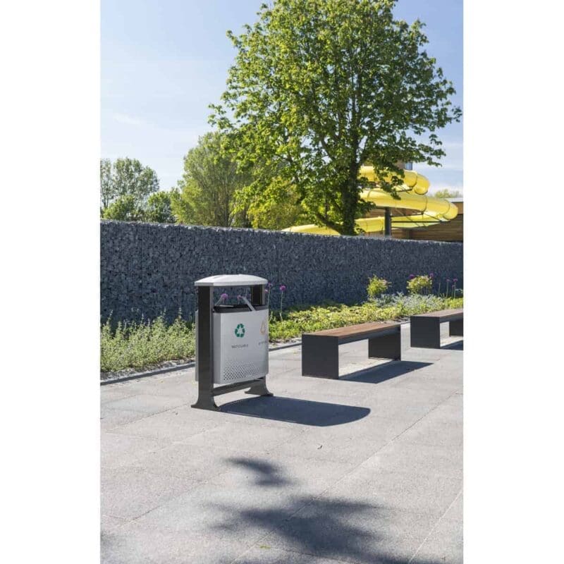 Buitenafvalbak afvalscheiding 2x39 liter aluminiumgrijs, zwart - VB 650392 - Afbeelding 3