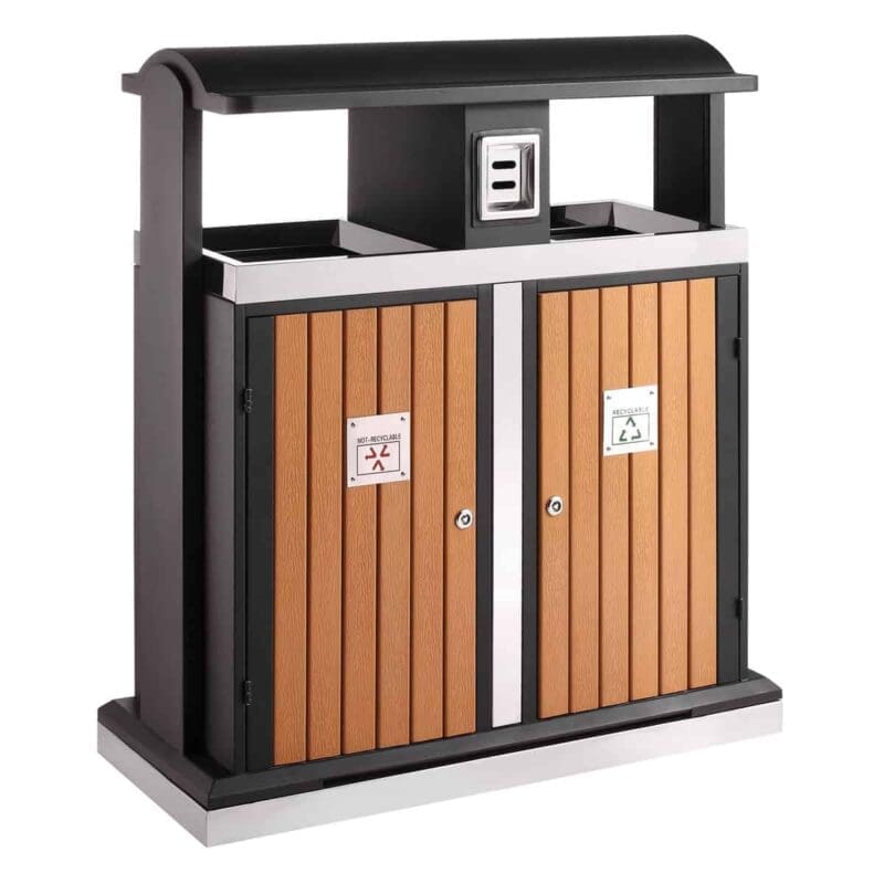 Buitenafvalbak afvalscheiding 2x50 houtlook - VB 650439