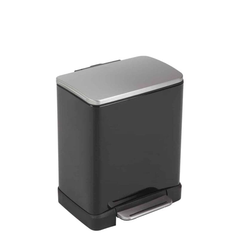 E-Cube recycling pedaalemmer 10+9 liter zwart glanzend, mat RVS - VB 926819
