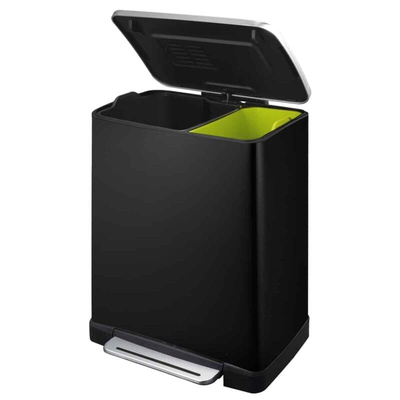 E-Cube recycling pedaalemmer 10+9 liter zwart glanzend, mat RVS - VB 926819 - Afbeelding 2