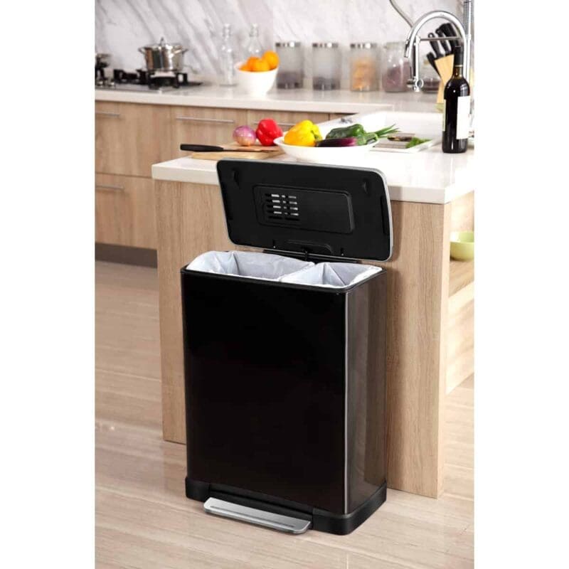 E-Cube recycling pedaalemmer 28+18 liter zwart glanzend, mat RVS - VB 926846 - Afbeelding 4