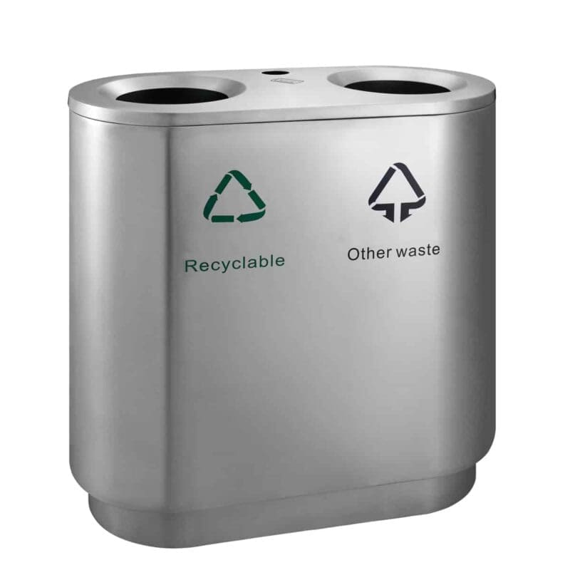 Recycling afvalbak indoor 2x41 liter mat RVS - VB 667796