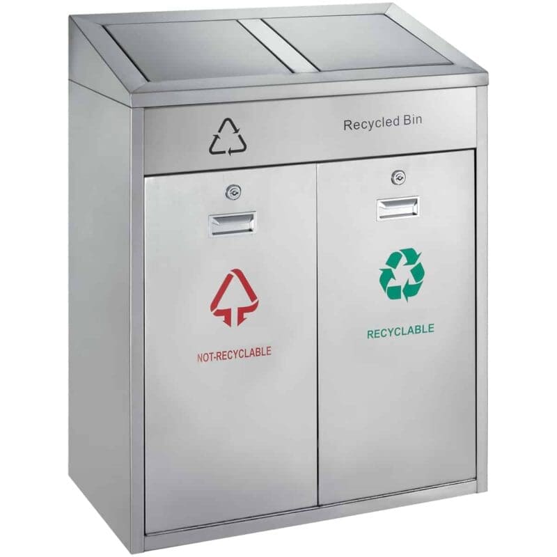 Recycling afvalbak outdoor 2x55 liter mat RVS - VB 667802