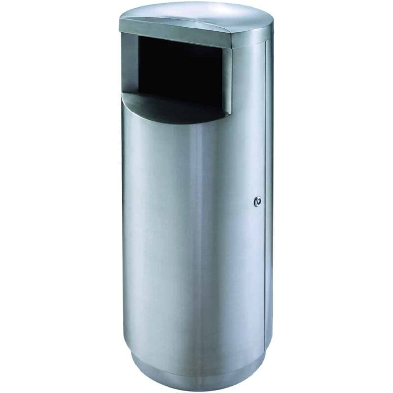 Ronde afvalbak met zijopening mat RVS - VB 667826