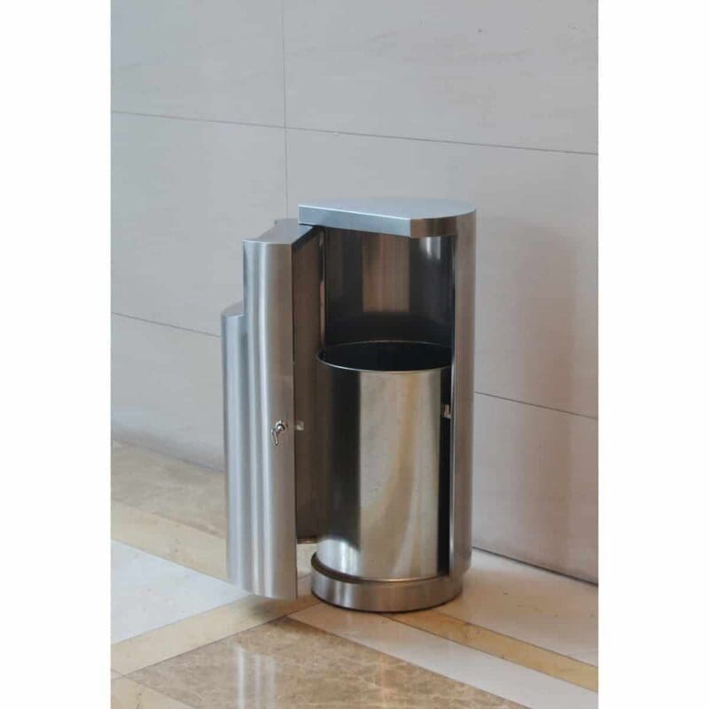 Ronde afvalbak met zijopening mat RVS - VB 667826 - Afbeelding 3