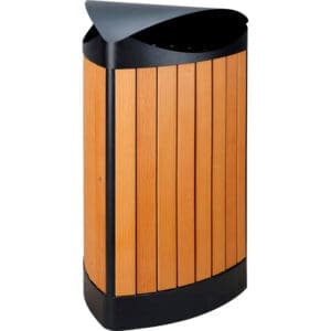 Driehoekige buitenafvalbak zwart, houtlook - VB 667871 - Afbeelding 2