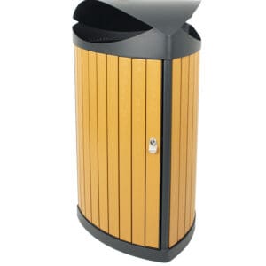 Driehoekige buitenafvalbak zwart, houtlook - VB 667871 - Afbeelding 3