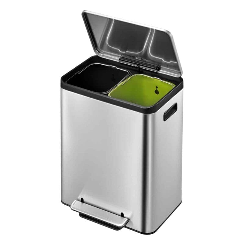 EcoCasa Recycler pedaalemmer 15+15 liter mat RVS - VB 912831 - Afbeelding 2
