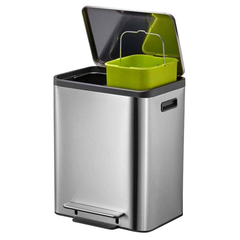 EcoCasa Recycler pedaalemmer 15+15 liter mat RVS - VB 912831 - Afbeelding 3