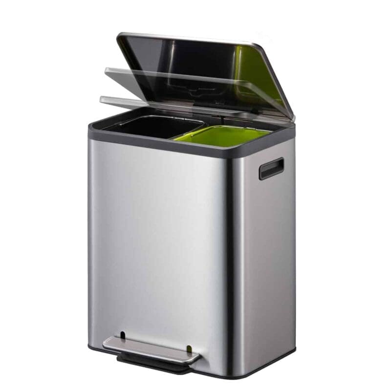 EcoCasa Recycler pedaalemmer 15+15 liter mat RVS - VB 912831 - Afbeelding 4