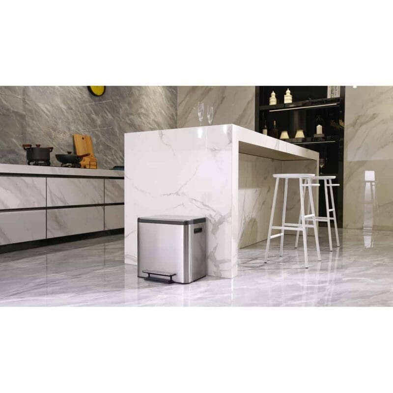 EcoCasa Recycler pedaalemmer 15+15 liter mat RVS - VB 912831 - Afbeelding 9