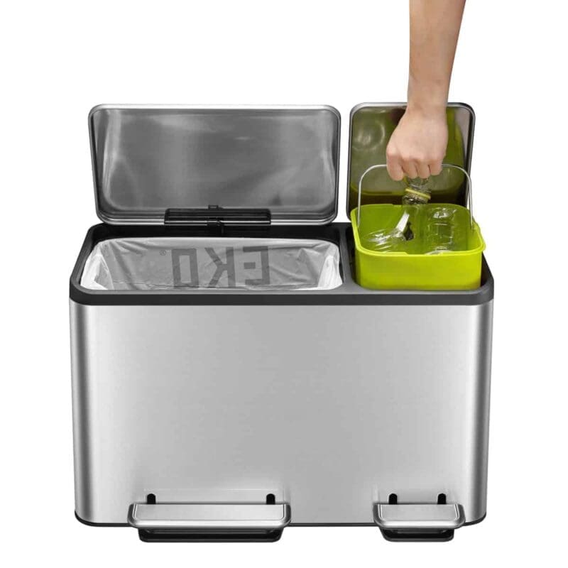 EcoCasa Recycler pedaalemmer 30+15 liter mat RVS - VB 912845 - Afbeelding 4