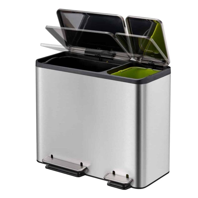 EcoCasa Recycler pedaalemmer 30+15 liter mat RVS - VB 912845 - Afbeelding 6