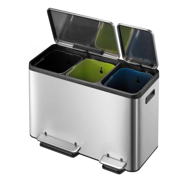 EcoCasa Recycler pedaalemmer 15+15+15 liter mat RVS - VB 912846 - Afbeelding 2