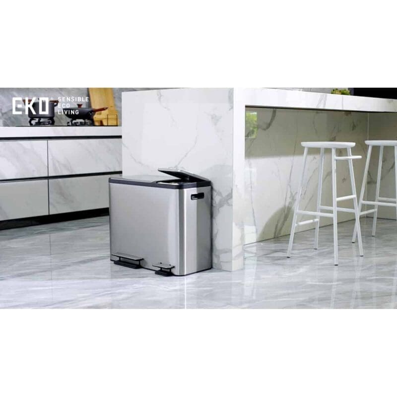 EcoCasa Recycler pedaalemmer 15+15+15 liter mat RVS - VB 912846 - Afbeelding 9