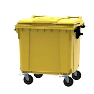 Container 1100 liter vlak deksel geel - VB 718986