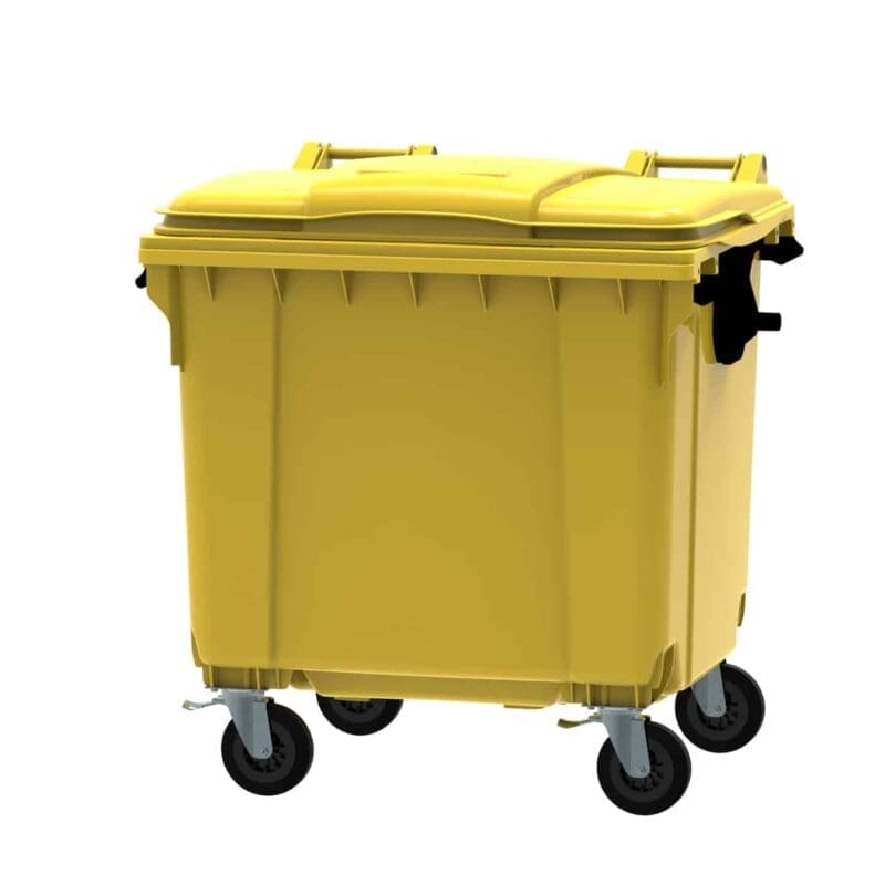 Container 1100 liter vlak deksel geel - VB 718986