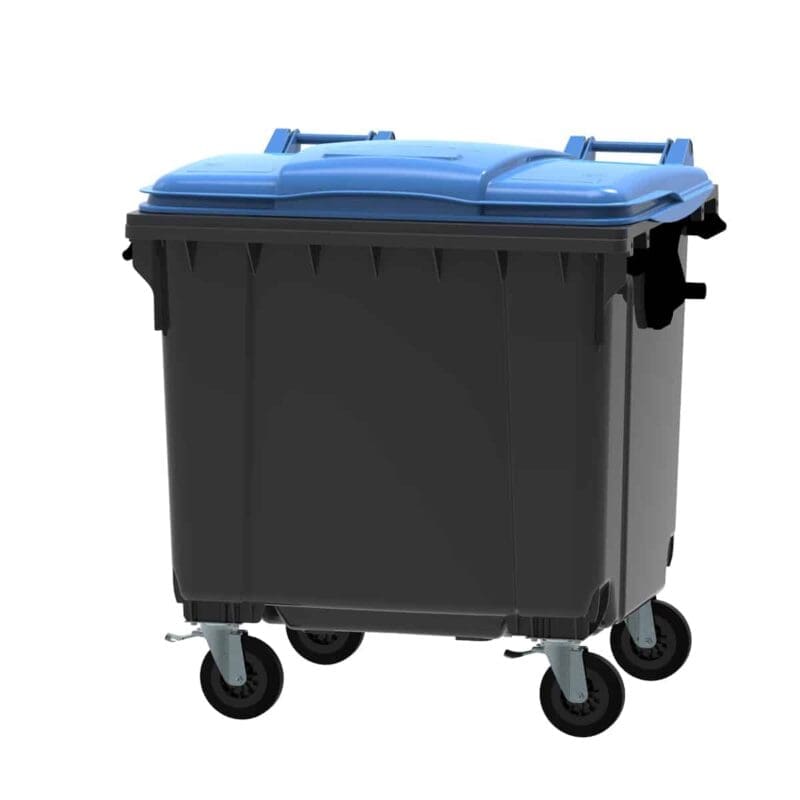 Container 1100 liter vlak deksel grijs, blauw - VB 718993