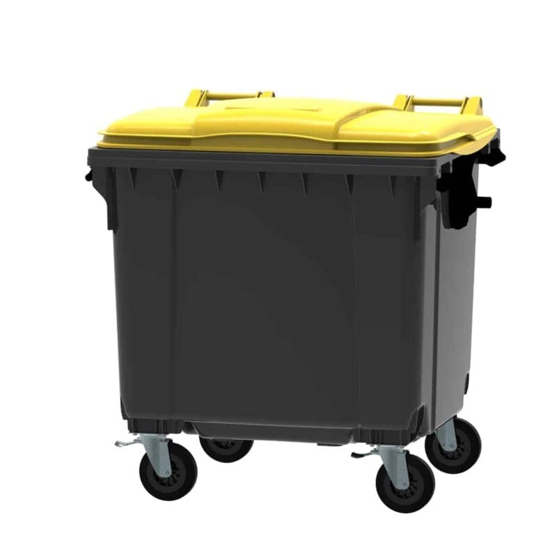Container 1100 liter vlak deksel grijs, geel - VB 719013