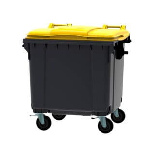 Container 1100 liter vlak deksel grijs, geel - VB 719013 - Afbeelding 3