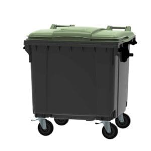 Container 1100 liter vlak deksel grijs, groen - VB 719037