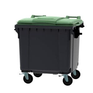 Container 1100 liter vlak deksel grijs, groen - VB 719037 - Afbeelding 2