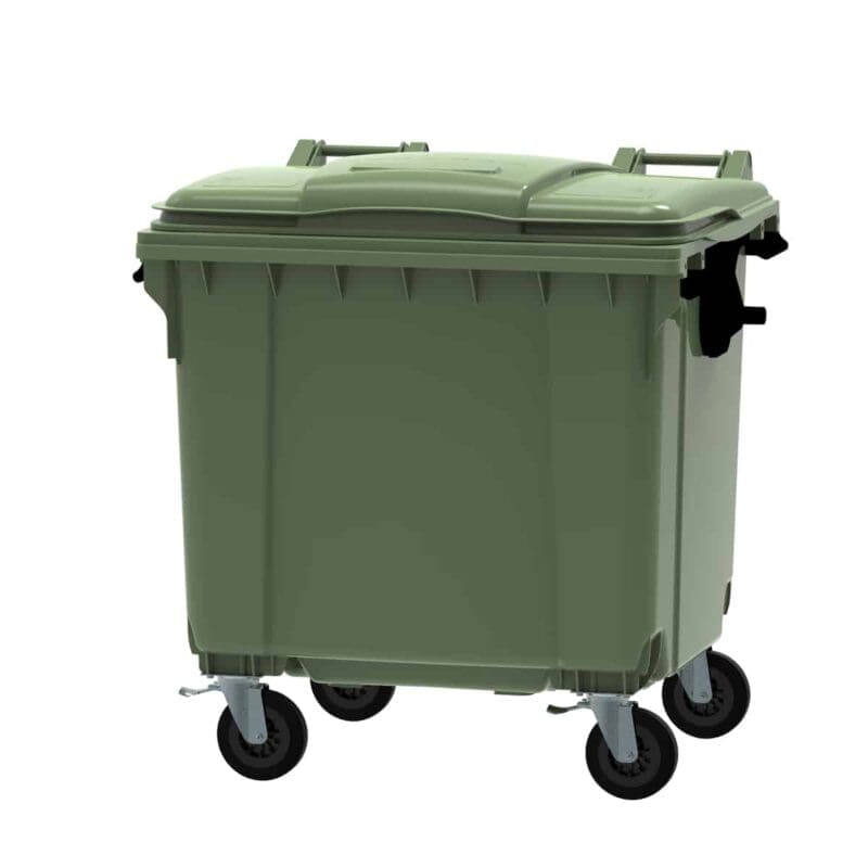 Container 1100 liter vlak deksel groen - VB 719068