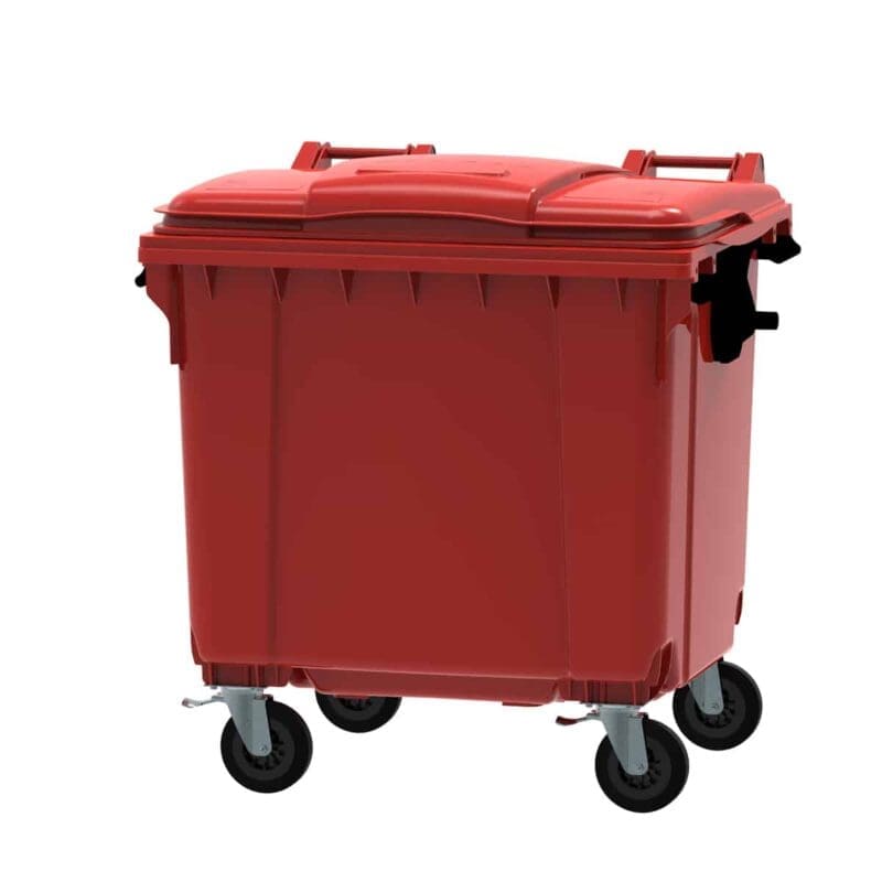 Container 1100 liter vlak deksel rood - VB 719075