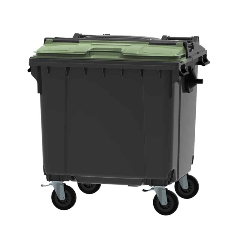 Container 1100 liter split deksel grijs, groen - VB 719112