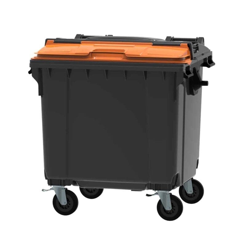 Container 1100 liter split deksel grijs, oranje - VB 719129