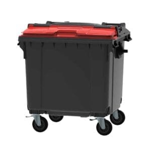 Container 1100 liter split deksel grijs, rood - VB 719136