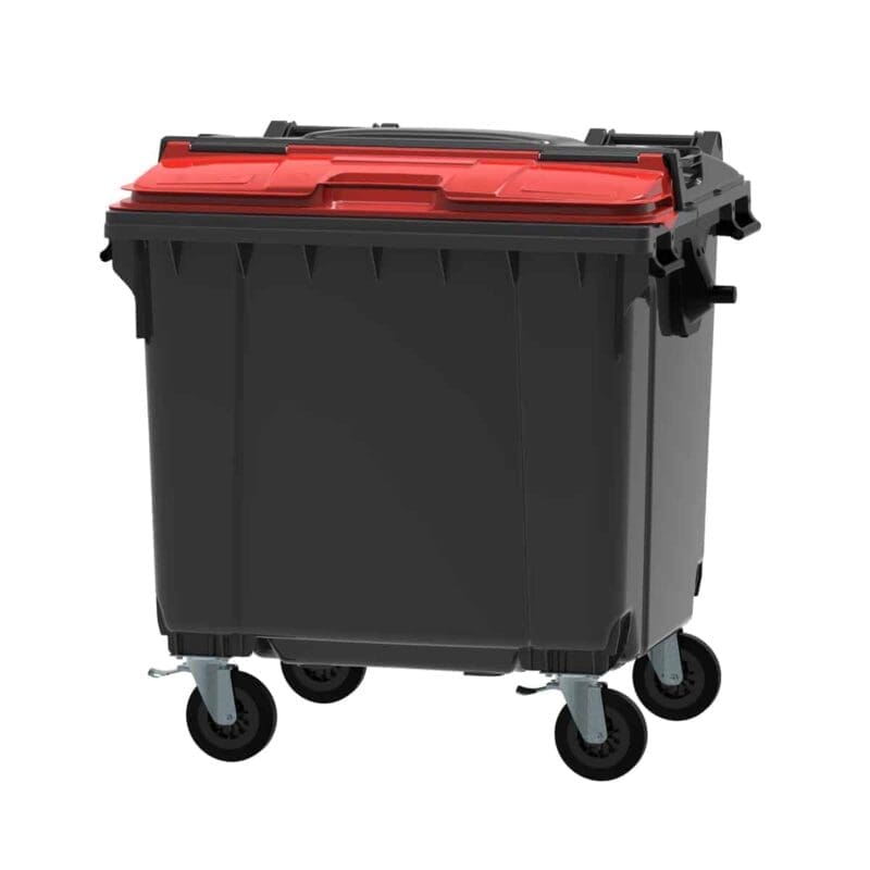 Container 1100 liter split deksel grijs, rood - VB 719136