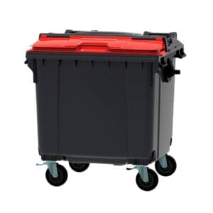 Container 1100 liter split deksel grijs, rood - VB 719136 - Afbeelding 2