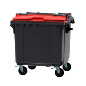 Container 1100 liter split deksel grijs, rood - VB 719136 - Afbeelding 3