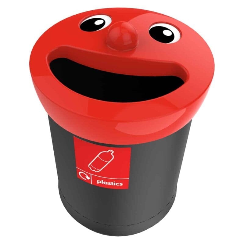 Smiley Face Bin Plastics 52 liter zwart, rood - VB 719457