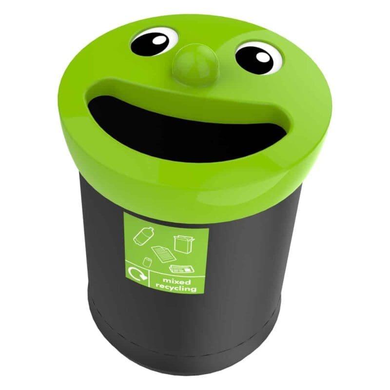 Smiley Face Bin Mixed recycling 52 liter Zwart, lime - VB 719471