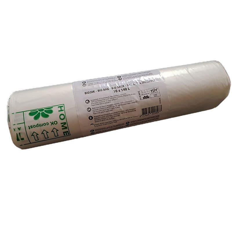 Knapzak Biozakken 140 ltr, 420 stuks transparant-wit - VB 413476
