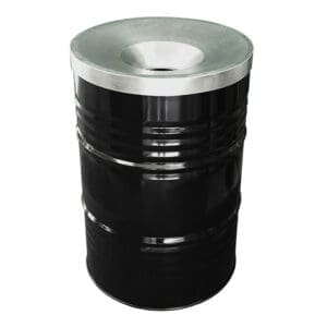 Afvalbak met vlamvertragend deksel 200 liter zwart - VB 070901