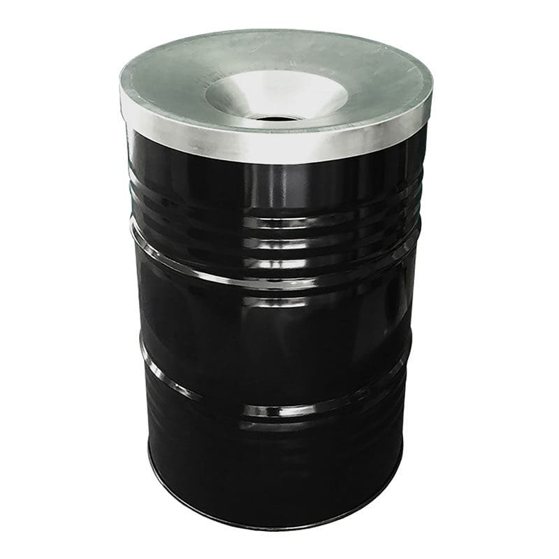 Afvalbak met vlamvertragend deksel 200 liter zwart - VB 070901
