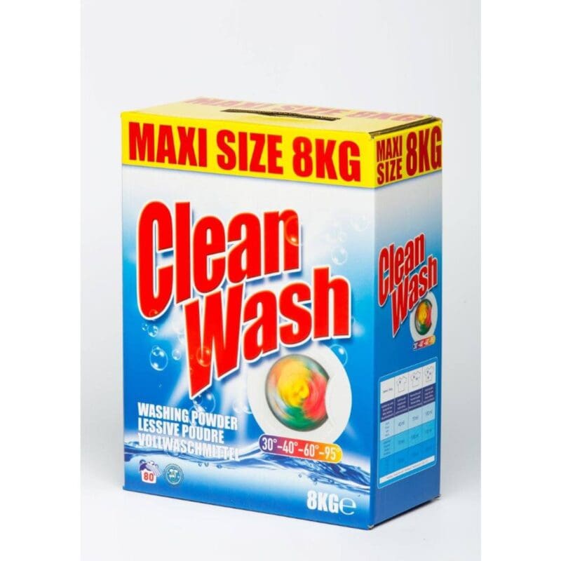 CLEAN WASH Waspoeder wit en kleur 8Kg - 80 wasbeurten - 53518